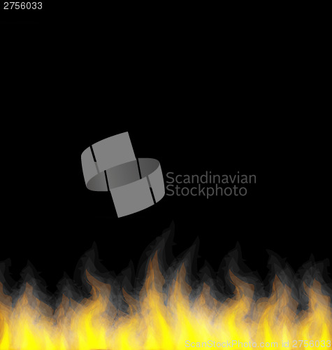 Image of Burning fire flame on black background