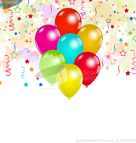 Image of Set colorful balloons and confetti for your party 