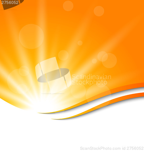 Image of Abstract orange background with sun light rays