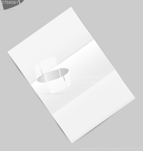 Image of Empty paper sheet with shadows, isolated on gray background