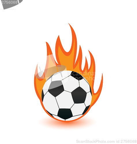 Image of Football balls in orange fire flames