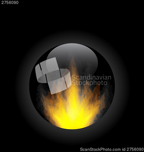 Image of Fire flame in circle frame