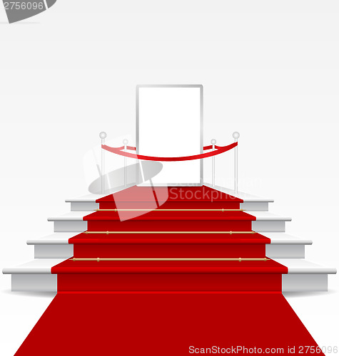 Image of Stairs covered with red carpet 