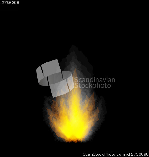 Image of Burning fire flame on black background