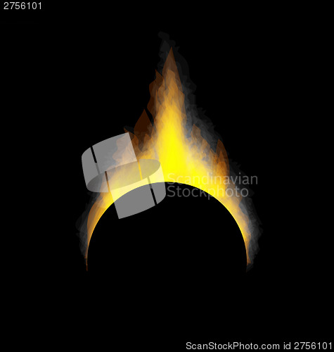 Image of Burning fire flame on black background
