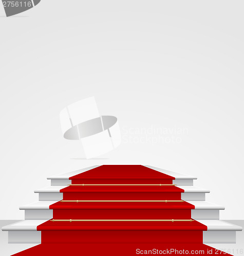Image of Stairs covered with red carpet, isolated 
