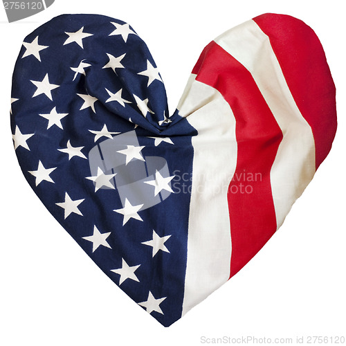 Image of American flag, heart shape