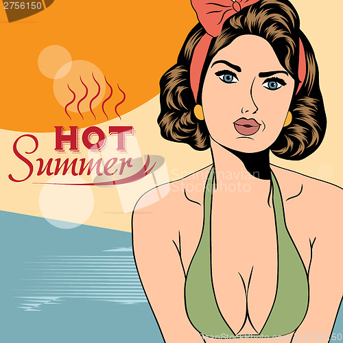 Image of Hot pop art girl on a beach