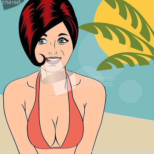 Image of Hot pop art girl on a beach