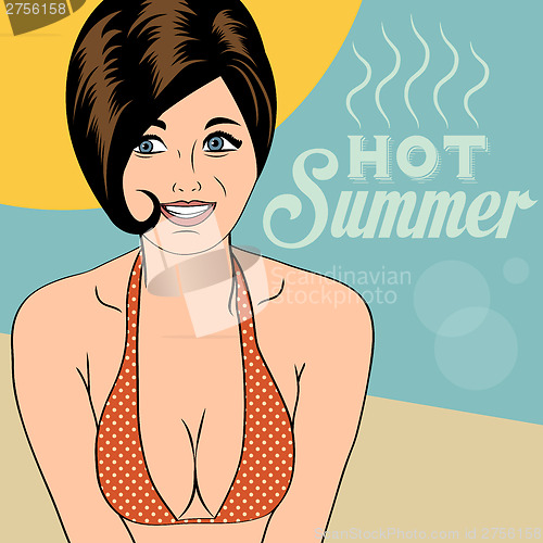 Image of Hot pop art girl on a beach