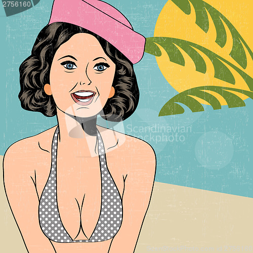 Image of Hot pop art girl on a beach