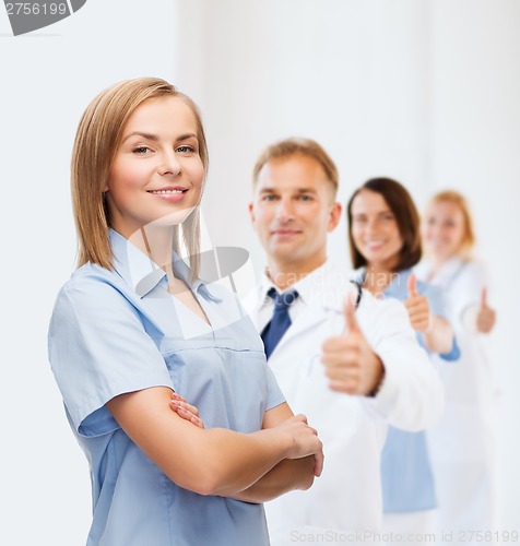 Image of smiling female doctor or nurse