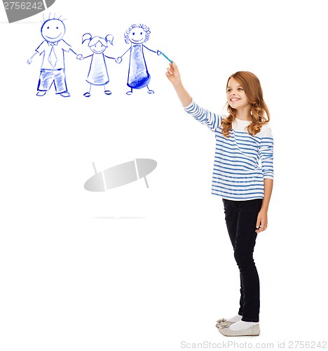 Image of girl drawing family in the air