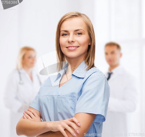 Image of smiling female doctor or nurse