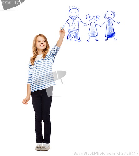 Image of girl drawing family in the air