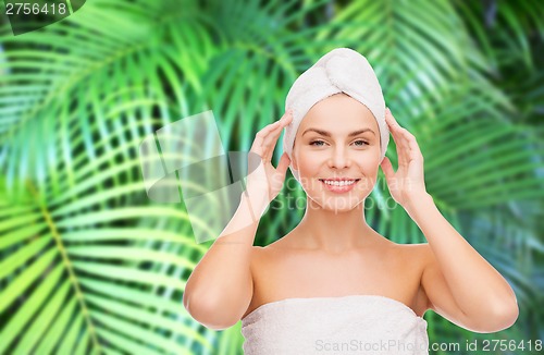 Image of beautiful woman in towel