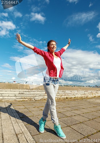 Image of beautiful dancing girl in movement