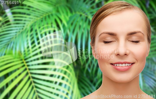 Image of face of beautiful woman with closed eyes