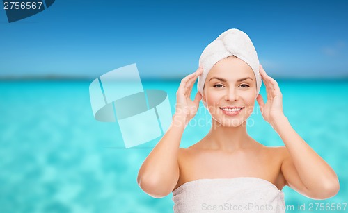 Image of beautiful woman in towel