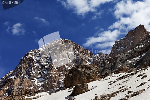 Image of Rocks with snow at nice spring day