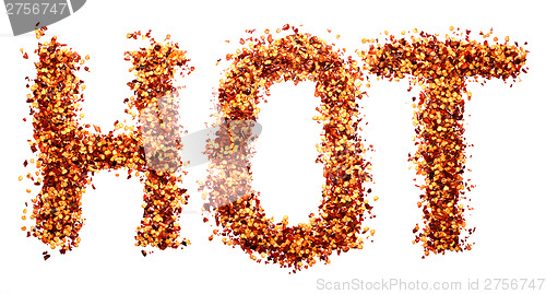 Image of HOT written in crushed red pepper