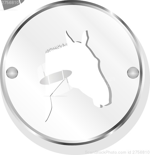 Image of horse sign button, web icon isolated on white