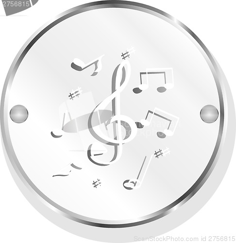 Image of music round glossy web icon on white background