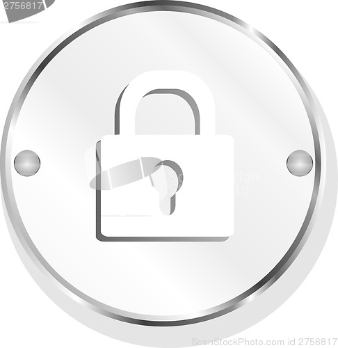 Image of Closed lock glossy button isolated over white background