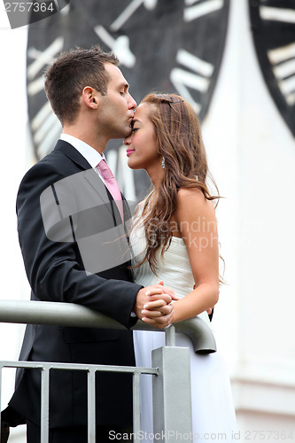 Image of Portrait of a young bride and groom