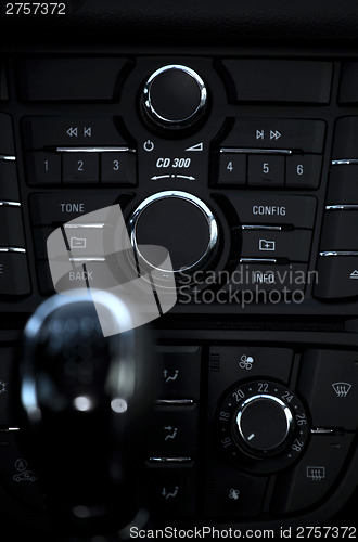 Image of Cockpit and dash, gearstick in modern car