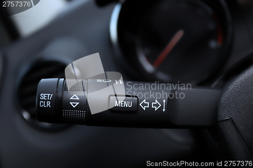 Image of Car interior with turn signal switch