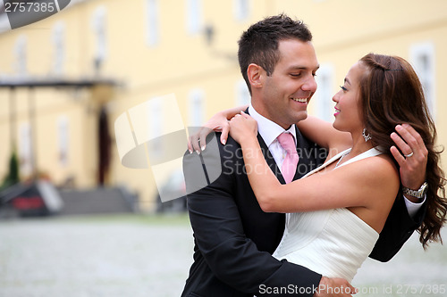 Image of Portrait of a young bride and groom