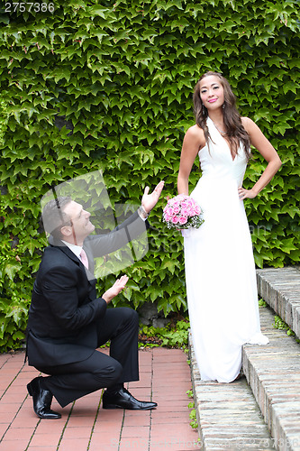 Image of Portrait of a young bride and groom