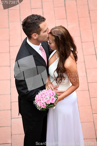 Image of Portrait of a young bride and groom