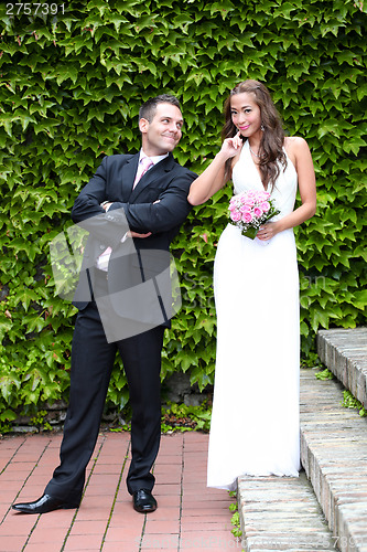 Image of Portrait of a young bride and groom