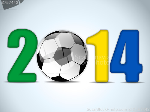 Image of Brazil 2014 Soccer with Brazilian Flag