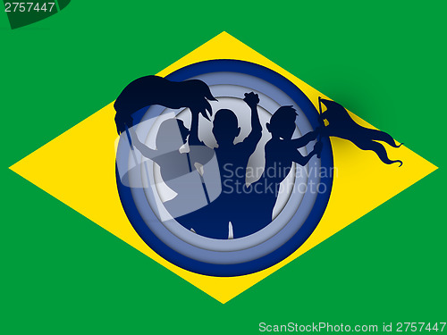 Image of Brazil Flag with Soccer Ball Background