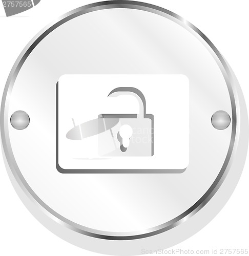 Image of open padlock icon web sign isolated on white