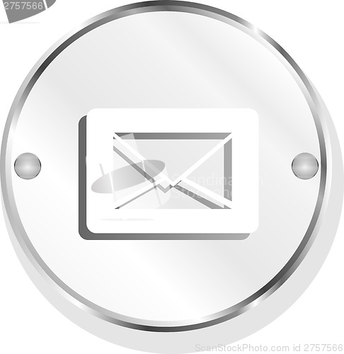 Image of mail envelope icon on glossy button isolated on white