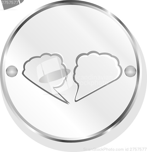 Image of abstract cloud on web icon button isolated on white