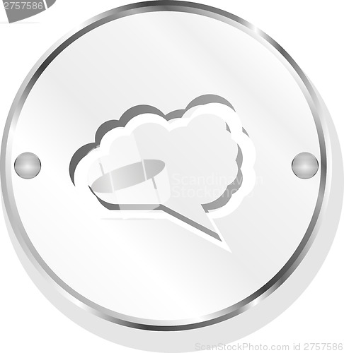 Image of abstract cloud on web icon button isolated on white
