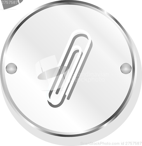 Image of clip sign on web icon button isolated on white