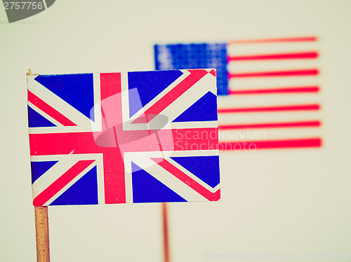 Image of Retro look British and American flags