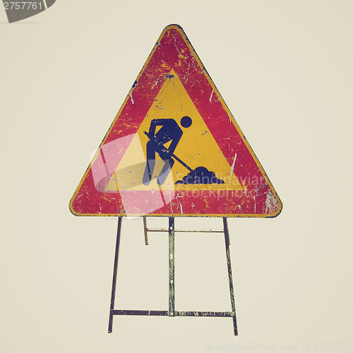 Image of Retro look Road work sign