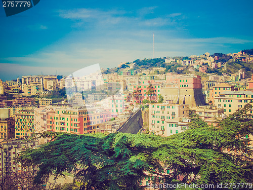 Image of Retro look View of Genoa Italy