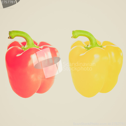 Image of Retro look Red and yellow pepper