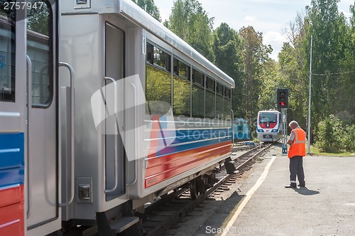 Image of TU10-011 locomotive on Children's railroad. Russia