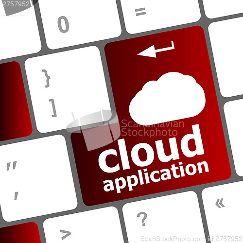 Image of cloud application words concept on button of the keyboard