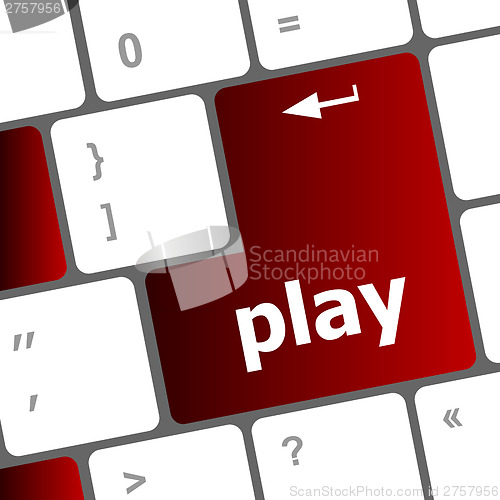 Image of Play word on computer keyboard button