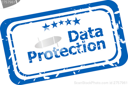 Image of data protection rubber stamp over a white background